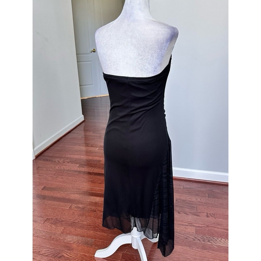 Forever 21 Black Strapless Glitter Unique Pattern Asymmetrical Cocktail Dress - Picture 8 of 11